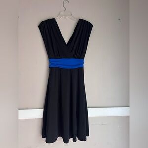 Roulette Black Dress with Blue Accent